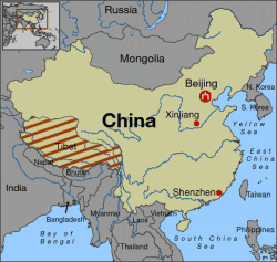 poloha Tibetu na mapě (zdroj: CNN)